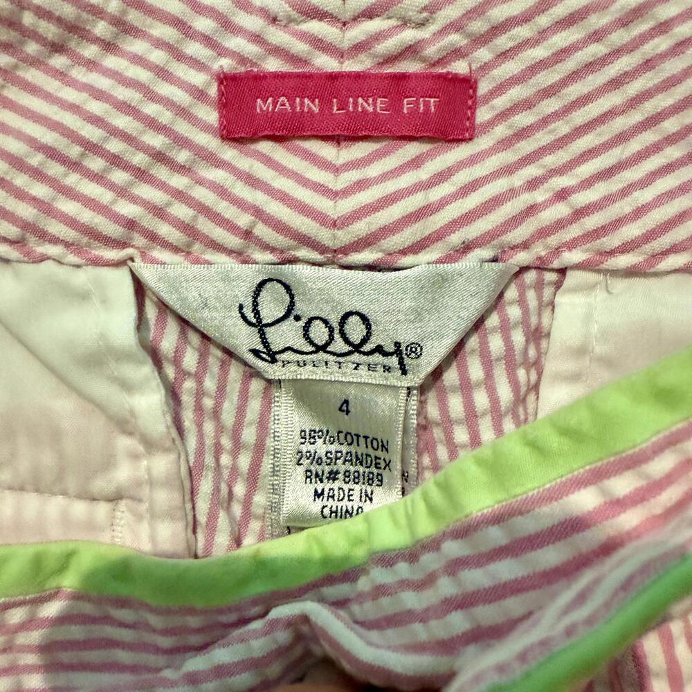 Lilly Pulitzer NADIA CAPRI Pink & White Stripped Seersucker Capri Pants Size 4 - Picture 3 of 5